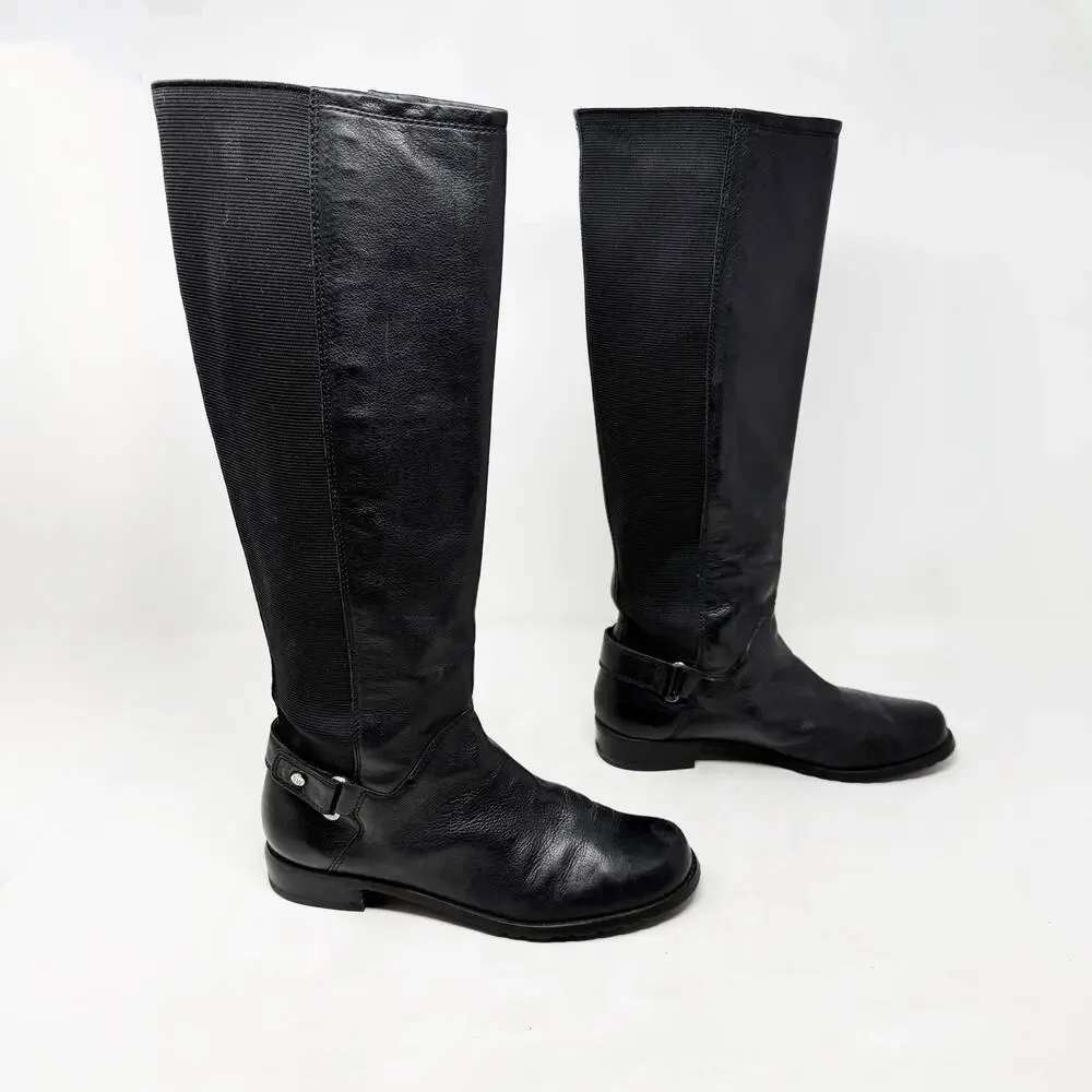 [Stuart Weitzman] Black Leather Accummulate Tall Knee High Riding Boots Size 7.5